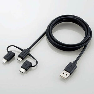 GR(ELECOM) MPA-AMBLCAD12BK ubN 3in1X}[gtHpUSBP[u 1.2m