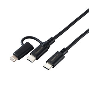 �G���R��(ELECOM) MPA-CCLAD10BK �u���b�N 2in1�P�[�u�� USB Type-C-USB Type-C/Lightning�ϊ�/MFi�F�� 1m