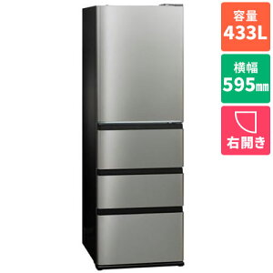 �y�W���ݒu�������z�y�����ۏؕt�z�A�N�A(AQUA) AQR-V43A-S �`�^���V���o�[ DELIE+ ���G�v���X 4�h�A�①�� �E�J�� 433L ��595mm