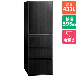 �y�W���ݒu�������z�y�����ۏؕt�z�A�N�A(AQUA) AQR-V43A-K �E�b�h�u���b�N DELIE+ ���G�v���X 4�h�A�①�� �E�J�� 433L ��595mm