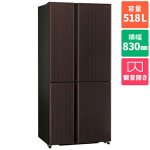 �y�W���ݒu�������z�y�����ۏؕt�z�A�N�A(AQUA) AQR-TZ52A-T �_�[�N�E�b�h�u���E�� TZ�V���[�Y 4�h�A�①�� �ω��J�� 518L ��830mm