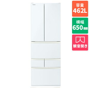 �y�W���ݒu�������z�y�����ۏؕt�z����(TOSHIBA) GR-A460FH-EW �O�����z���C�g FH�V���[�Y 6�h�A�①�� �ω��J�� 462L ��650mm