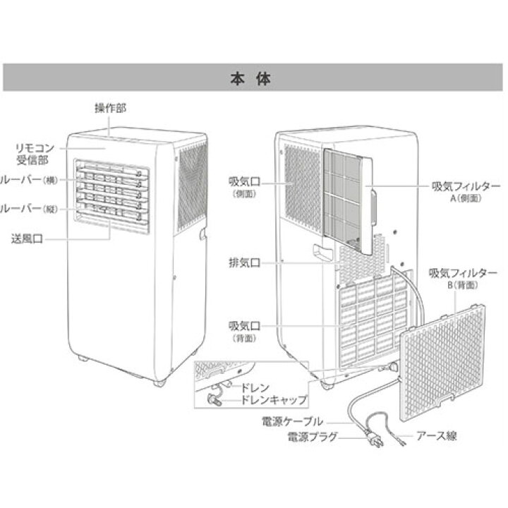 楽天市場】スポットクーラー 8畳 工事不要 窓パネル付 ブルーグレー 
