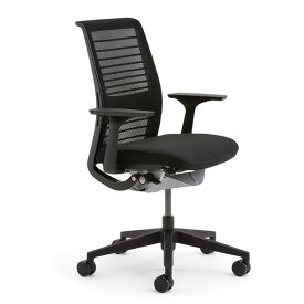 Steelcase Think シンク チェア フレームブラック 背3Dニット 座布張り 固定肘 エボニー 465A300BFM[ オフィスチェア テレワーク スチールケース ]【代引不可】【送料無料（一部地域除く）】