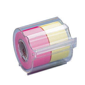 メモックロールテープ 蛍光カラー カッター付 25mm×10m ローズ＆レモン