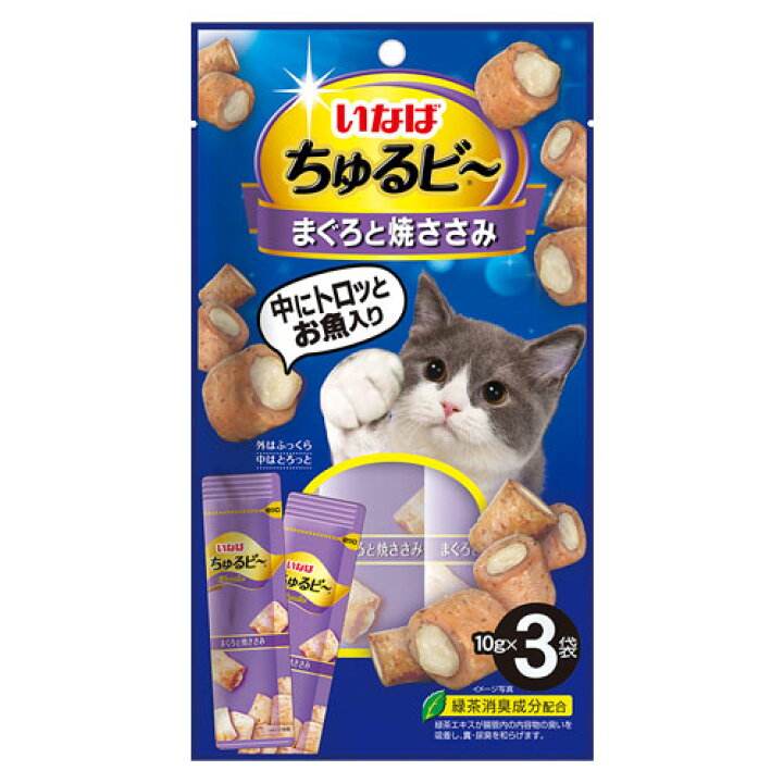 いなば ちゅるビ〜 まぐろと焼ささみ 10g×3袋入 QSC-266 猫 ねこ ネコ 猫用 おやつ ペットフード よろずやマルシェ 猫用 いなばちゅるビー 5袋