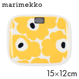 マリメッコ ウニッコ プレート 15×12cm ホワイト×イエロー×ダークブルー Marimekko Unikko ディッシュ 皿 お皿 食器 キッチン
