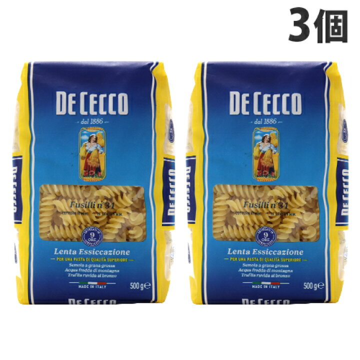 楽天市場】ディチェコ No.34 フズィリ ショートパスタ 500g×3袋 DE CECCO マカロニ : よろずやマルシェ 楽天市場】ディチェコ No.34 フズィリ ショートパスタ 500g×3袋 DE CECCO マカロニ : よろずやマルシェ