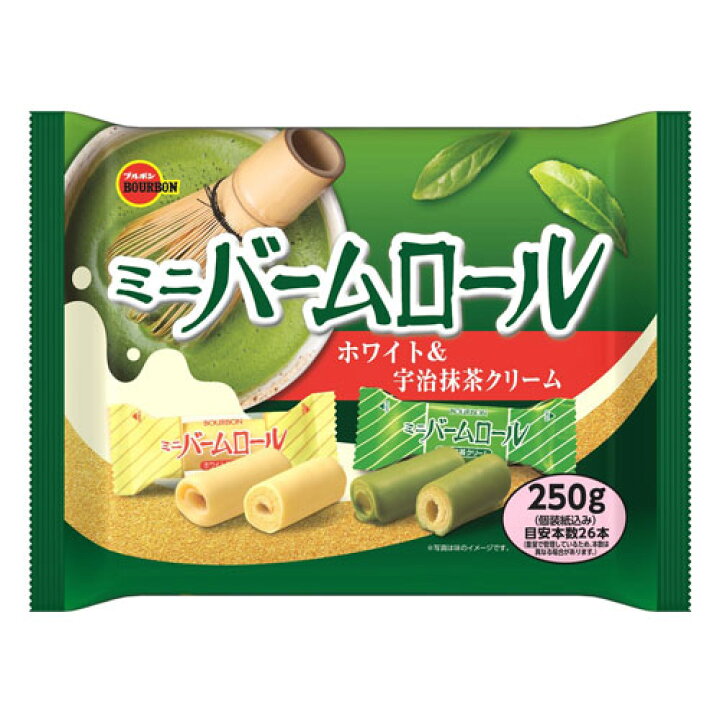 楽天市場 ブルボン ミニバームロール ホワイト 宇治抹茶クリーム 250g お菓子 洋菓子 ロールケーキ ミニロールケーキ 抹茶 よろずやマルシェ
