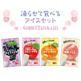 凍らせて食べるアイス フルーツ 4本入 4種 12袋 白桃 りんご みかん ぶどう 谷尾食糧工業『送料無料（一部地域除く）』