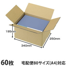 ダンボール 80サイズ（SS） 60枚 340×250×195 引越し 宅配箱 取手なし 段ボール 80 K5 A4 無地 みかん箱 梱包用 引っ越し ダンボール箱 段ボール箱 宅配 収納『送料無料（一部地域除く）』