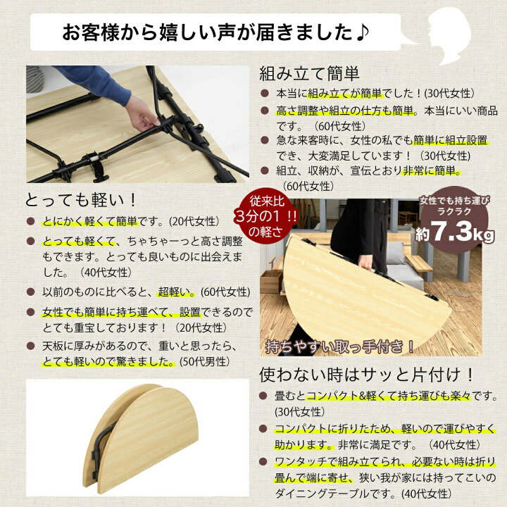楽天市場】＼ポイント5倍☆お試し交換OK／ 折りたたみ テーブル 120 高 