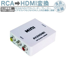 AV (RCA) to HDMI コンバーター RCA変換アダプタ 1080P対応 720P/1080P切り替え 電源不要 音声対応 コンポジットAV入力をHDMI出力へ変換 RCA→HDMI USB給電ケーブル付