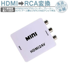 HDMI to AV (RCA) コンバーター RCA変換アダプタ 1080P対応 PAL/NTSC切り替え 電源不要 音声対応 HDMI入力をコンポジットAV出力へ変換 HDMI→RCA USB給電ケーブル付