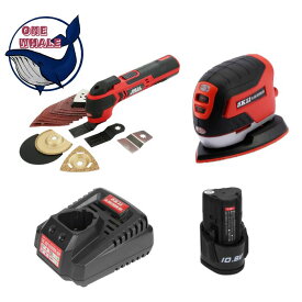 SK11 10.8V 充電パームサンダー SPS-108V-15RL + マルチツール アクセサリー7点付属 + バッテリー 充電器セット SMT-108V-15RLN-SET 藤原産業 まとめ買い特価 初心者向け オリジナルセット