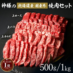 ギフト 神様の国産牛 焼肉 セット 北海道産 焼き肉 約 1kg / 500g 約5~6人前 1キロ 500グラム 牛肉 ロース カルビ バラ 国産 詰め合わせ 盛り合わせ 焼肉セット 牛 牛肉 食品 グルメ 赤身 訳ありで