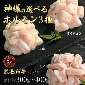ギフト 黒毛和牛 神様の【特上】選べる ホルモン3種 約300〜400g 和牛 特上 上 ミノ 小腸 マルチョウ (丸腸) 焼肉 国産牛 希少 部位 牛 ホルモン 牛肉 焼き肉 ホルモン焼 もつ鍋 モツ 冷凍 肉 グ