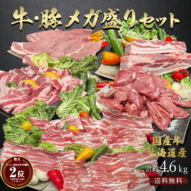 ギフト 肉 送料無料 北海道産 牛肉 豚肉 メガ盛り セット 盛り合わせ 詰め合わせ 約4.6kg 焼肉 すき焼き しゃぶしゃぶ 豚肉 スライス 薄切り ロース 厚切り バラ ブロック 牛 赤身 煮込み スジ 豚 ブロック肉 赤身 国産 グルメ 大量