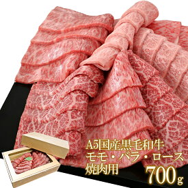 A5 特選 国産 黒毛 和牛 焼肉 3種 盛合せ 700g モモ バラ ロース 食べ比べ 2～3人前 京都 焼き肉 BBQ 肉 バーベキュー BBQ アウトドア キャンプ飯 誕生日 御祝 お返し yakiniku ギフト 無料包装 プレゼント 贈答 御礼 50016