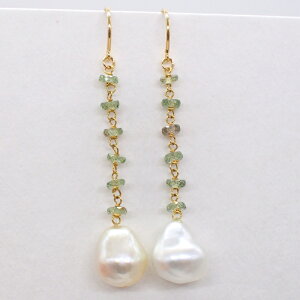 ケシ 真珠 カラー サファイア ピアス K18 パール 無核 【送料無料】 フック 揺れる ブラ ぶら下がり ゴールド ホワイト 白蝶 パーティ ロング ステーション カジュアル カラー 普段使い お返し