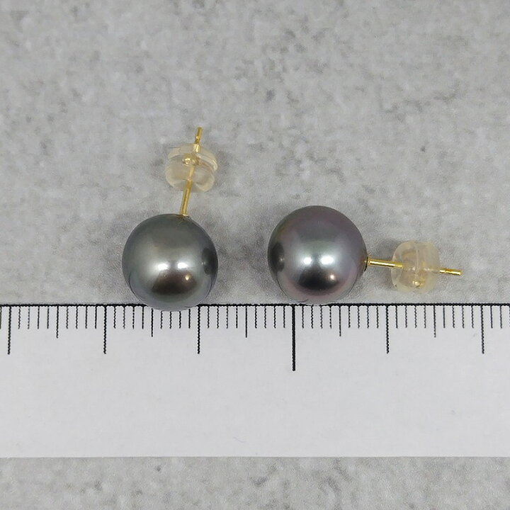 楽天市場】黒蝶 真珠 K18 スタッド ピアス 10.1mm ブラック パール 