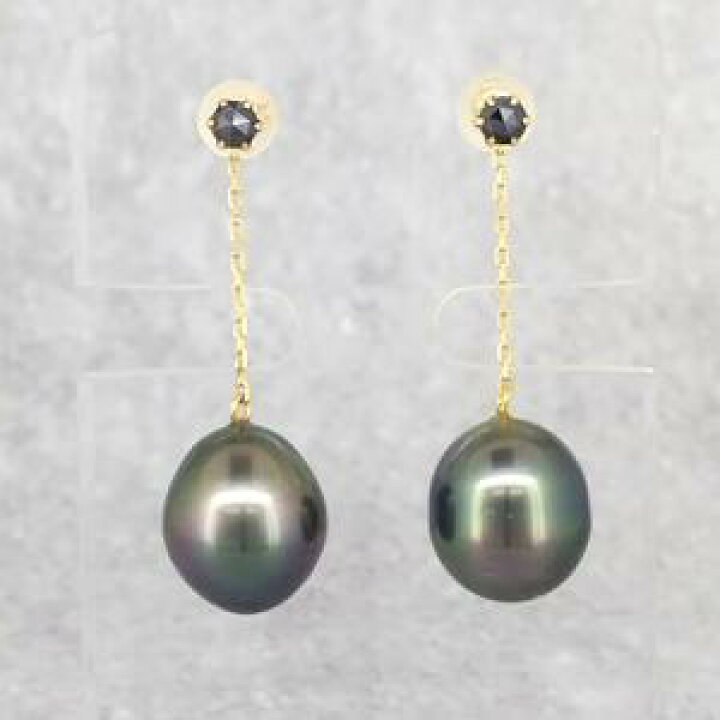楽天市場】ブラック ダイヤ 黒蝶 真珠 スタッド ピアス 0.1ct パール 