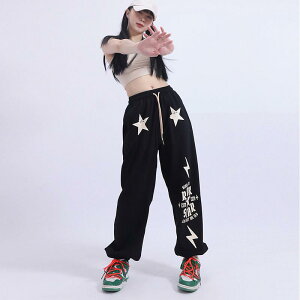 k-pop 衣装 ダンスパンツ スウェットパンツ ヒップホップ 黒 パンツ カーゴパンツ ゆるパンツ レディース 韓国 カジュアル 大きいサイズ ボトムス ズボン ハイウエスト 無地 普段着
