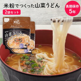 おにしの米粉でつくった山菜うどん 国産米粉100％ 2袋入 グルテンフリー 常温保存 アレルギー物質28品目不使用 米粉麺 小麦粉不使用 めん アレルギー対応 非常食 麺類 防災食 キャンプ飯 長期保存食 備蓄 食料