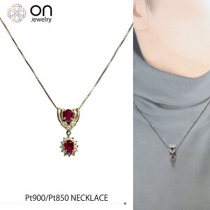 Pt900/Pt850 �v���`�i ���r�[ 0.29/0.31ct �_�C�������h0.11/0.11ct �l�b�N���X 4.7g 40cm �x�l�`�A���`�F�[�� Pt900/Pt850 Platinum Ruby 0.29/0.31ct & Diamond 0.11/0.11ct Necklace 4.7g 40cm Venetian Chain