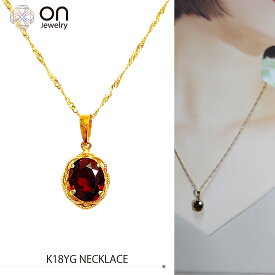 K18 ガーネット ネックレス 3.2g 42cm スクリューチェーン K18 Garnet Necklace 3.2g 42cm Screw Chain