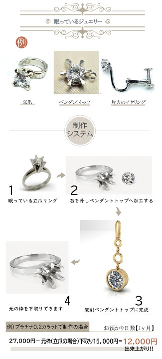 楽天市場】【リメイクジュエリー 】【ダイヤモンドペンダント リメイク  