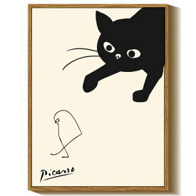 RINTO アートパネル ネコの絵 ピカソ ポスター おしゃれ 絵画 猫 インテリア シンプル 抽象画 モノクロ 玄関 フレーム付き スタンド付き