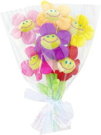 DIFEIUKI ぬいぐるみ花束 6本セット スマイルフラワー 笑顔 ひまわり花束 お返し 枯れない花 可愛い バレンタインデー 誕生日 母の日 入園祝い 入学式 卒業式 卒業祝い 包装紙付き 造花 贈り…