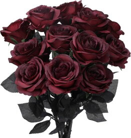 siawadeky ローズ バラ 造花 10本セット 一輪 ゴシック ハロウィン飾り 黒薔薇 花束 枯れない シルクフラワー ホーム ウェディング テーブルデコレーション 撮影用 小道具 お祝い プレゼント