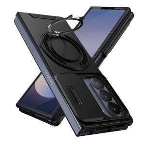 Mnunjiajia �Ή� Galaxy Z Fold7 �p�P�[�X �����O�t�� �B���X�^���h PC+TPU �ԍڃz���_�[ �u���b�N