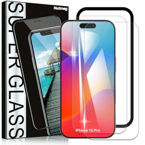 Nutmeg�y�K�C�h�g�t��2���Z�b�g�z�Ή�iPhone15Pro�p�̃K���X�t�B�����y���{���Ɏq�f�ސ��z�A�C�t�H��15Pro�t�B����iphone15Pro5G�p�̕ی�t�B���������K���X�d�x9H�����ߗ�������C�A�Ȃ�
