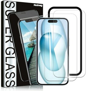 Nutmeg�y�K�C�h�g�t��2���Z�b�g�z�Ή�iPhone15/iPhone16�p�̃K���X�t�B�����y���{���Ɏq�f�ސ��z�A�C�t�H��15�t�B����iPhone16/iphone155G�ی�t�B���������K���X�d�x9H�����ߗ�������