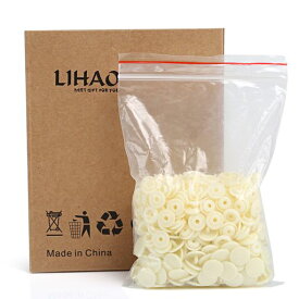 LIHAO スナップボタン プラスナップ 100組 12mm T5 オフホワイト