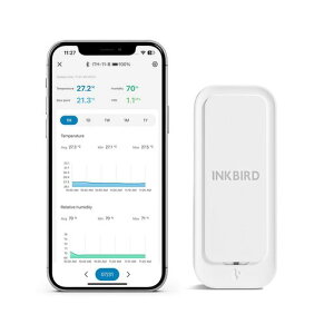 INKBIRD �����x�v Bluetooth �h�����x�v ���x�v �����x �d�r�t�� ���x���x�f�[�^���K�[ ���C�����X ���� ���O�p ���x�v �A�v���ŉ����x�Ǘ� 2�N�ԃf�[�^�ۑ��ƃG�N�X�|�[�g�X�}�[�g�O�C���x�v�c