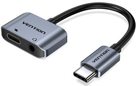 VENTION BGSHA USB-C Male to 3.5mm Female Audio Converter with USB-C Power Supply 0.1M Gray Aluminum Alloy Type オーディオコンバータ 高音質 互換性 音楽再生 タイプC対応