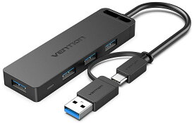 【10日まで!2個購入でポイント5倍!3個購入でポイント10倍】VENTION usb 延長 4 ポートUSB 3.0ハブ (USB3.0オス、USB-Cオス、 USB3.0メス、Micro-USBメス) TypeC & USB3.0 2-in-1 インターフェイス 電源 ABS CHTBB