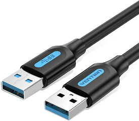 VENTION USB3.0ケーブル Aオス-Aオス 高速データ転送 5Gbps 高耐久 PVC 0.5m 1m 1.5m 2m 3m ノートパソコン デスクトップ 車載対応 USBケーブル 2A電流 高速通信 ブラック タイプA-タイプA 双方向