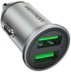 VENTION 小型 カーチャージャー シガーソケット usb 2-Port 高速充電 QC3.0, FCP, AFC, BC1.2, Apple2.4A 対応 2口同時充電 デュアル ポート USB-A 高速充電対応 対応 車種(USB-A + USB-A (18W/18W))