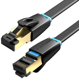 VENTION Cat.8 薄型LANケーブル カテゴリー8 SSTP パッチケーブル RJ45 コネクタ ギガビット 40Gbps 2000MHz ツメ折れ防止 TV プロジェクター モニター ルーター タブレット PS5 PS4 0.5m 1m 1.5m 2m 3m 5m 8m