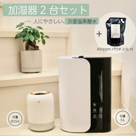 【台数限定・送料無料】 AMYU 卓上・業務用加湿器2台セット〈電解次亜塩素酸水400ppm2.5L付き〉 加湿器 充電式 超音波 噴霧器 消臭・除菌 風邪予防 1年保証付き！ おしゃれ インテリア 花粉 風邪 乾燥 うがい かわいい お得 安い