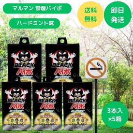禁煙パイポ ブラックパイポ ハードミント 3本入×5箱セット 禁煙サポート 爽快 すっきり ブラック パイポ 禁煙スタート 禁煙 ニコチン 種類 メンソール ミント 大容量