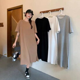 【2点目半額→1点あたり1,485 円！今なら】ロングワンピース 夏 半袖 tシャツワンピース レディース 大きいサイズ 体型カバー ラウンドネック 薄い ルームワンピース ルームウェア 涼しい インナーワンピース 部屋着 ワンピース ネグリジェ シンプル 夏用 寝間着 4色