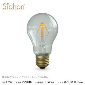 【3年保証 フィラメントLED電球「Siphon」ザ・バルブ A60 LDF109D】点光源タイプ E26 30W相当 レトロ アンティーク インダストリアル ブルックリン 間接照明