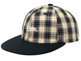 SUPREME シュプリーム 24SS 新品 黒 チェック Script Logo 6-Panel Cap スクリプト ロゴ 6パネル キャップ Black Plaid ロゴ 刺繍