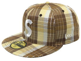 SUPREME シュプリーム ニューエラ コラボ 23SS 茶 Metallic Plaid S Logo New Era cap BROWN メタリック プラッド チェック エス ロゴ キャップ ブラウン